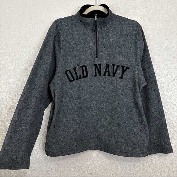 Old Navy Gray Fleece 1/4 Zip Embroidered Logo Men’s Sweatshirt, Sz Medium - Picture 2 of 12